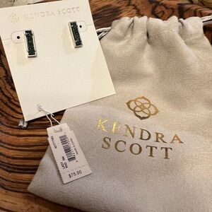 Kendra Scott Dark Green Bar Earrings